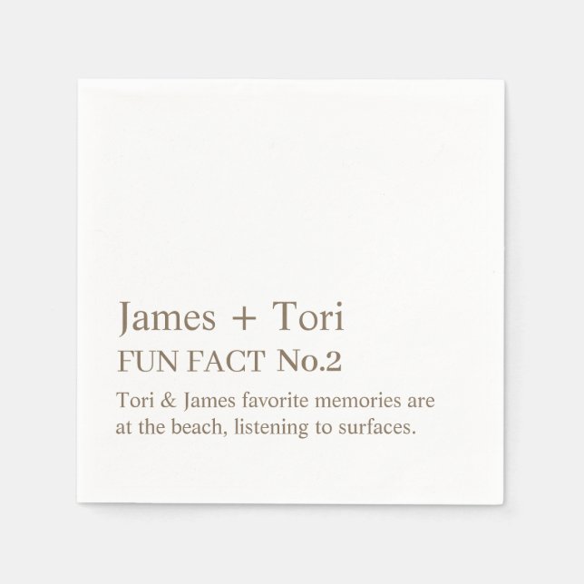 CUSTOMIZED TEXT FUN FACT MODERN STYLISH WEDDING  NAPKIN (Front)