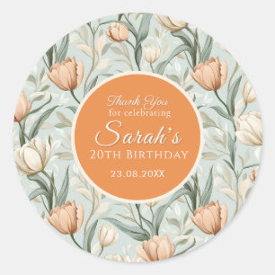 Customized Tulip Flower Garden Birthday Party Classic Round Sticker