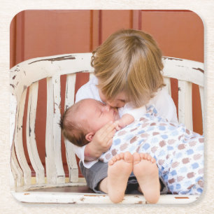 Customized Two Sided Photo Personalized  Square Paper Coaster