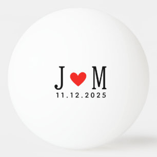 Customized wedding Couple Name Date Red Love Ping Pong Ball