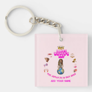 Customized women's day key ring