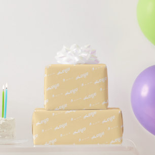 CUSTOMIZED YOUR LOGO STYLISH MODERN BEIGE WHITE WRAPPING PAPER