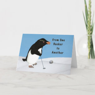 CustomizeHumorous Penguin Playing Golf Card