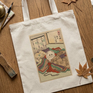 CUSTOMJapanese Tale of Genji Heian Cat Art - Ukiyo Tote Bag