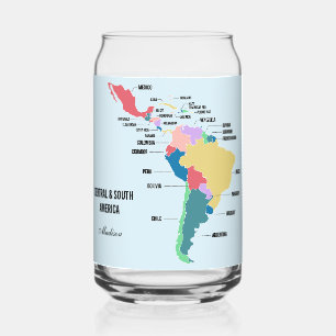 CustomName & Text Central & South America Can Glass