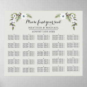 CustomnvPainted Anemone-Alphabetical Seating Chart