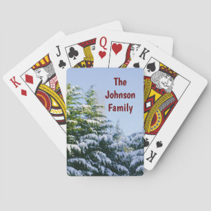 Customozable Winter Scene Family Playing Cards