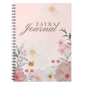 customPersonal Blush Pink Watercolor Floral Peony  Notebook