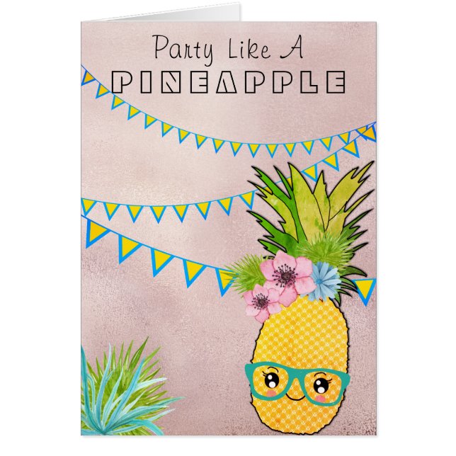 CustomText/ Rose Gold Party Pineapple Kawaii Beach (Front)