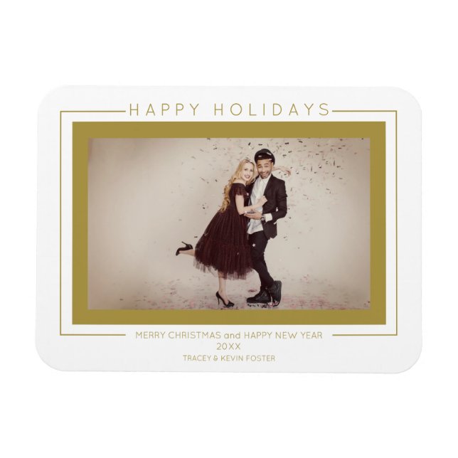 Custon Photo Christmas Chic Simple Typography Magnet (Horizontal)