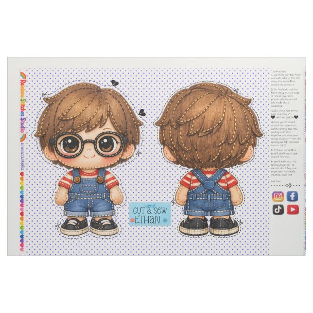 Cut and Sew - kids beginner sewing project Fabric (Fat Quarter)