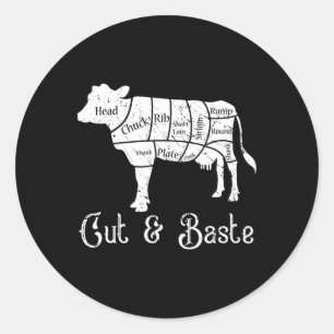 Cut And Ste Cow - Beef Butcher Cuts Of Meat Diagra Classic Round Sticker