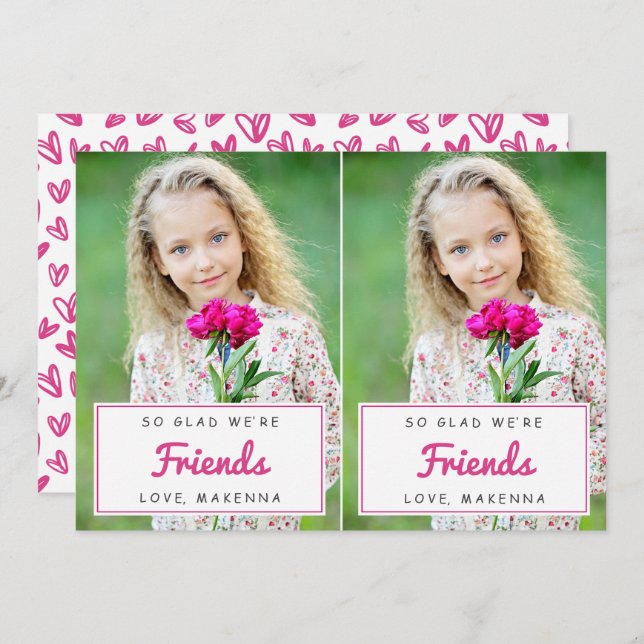 Cut-Apart Photo Classroom Valentines / Pink Holiday Card (Front/Back)