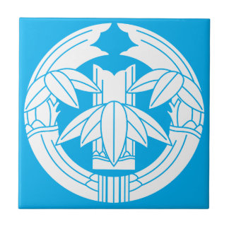 Cut bamboo in embracing bamboo leaves ceramic tile