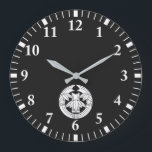 Cut bamboo in embracing bamboo leaves large clock<br><div class="desc">This kamon is called "Daki take ni kiri take" in Japan.</div>