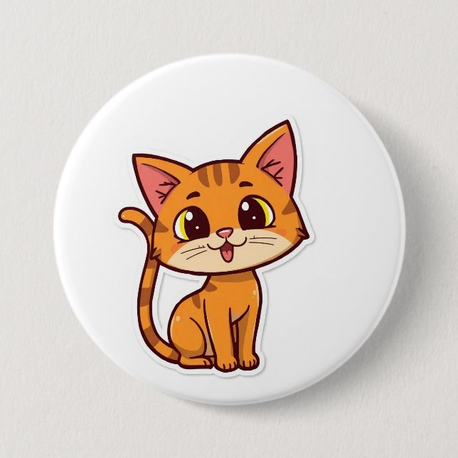 cut cat 7.5 cm round badge (Front)