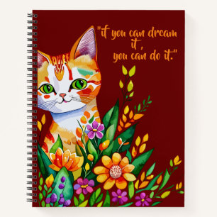 cut cat and flowers spiral notebook