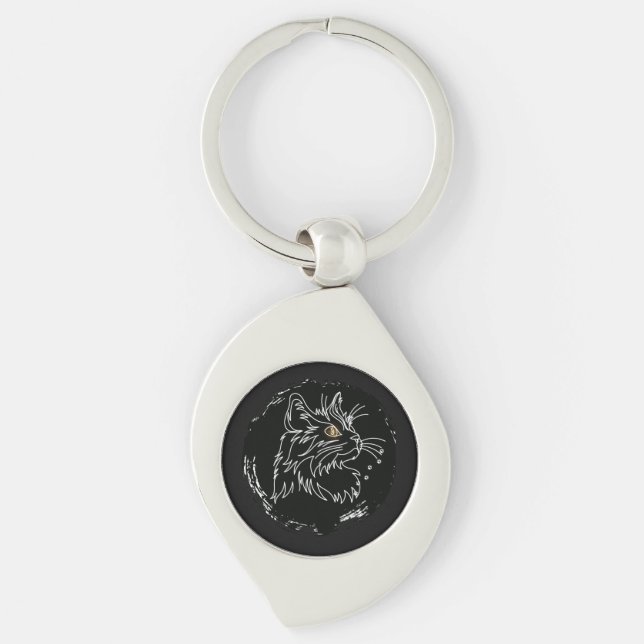 Cut Cat Lover Design Key Ring (Front)