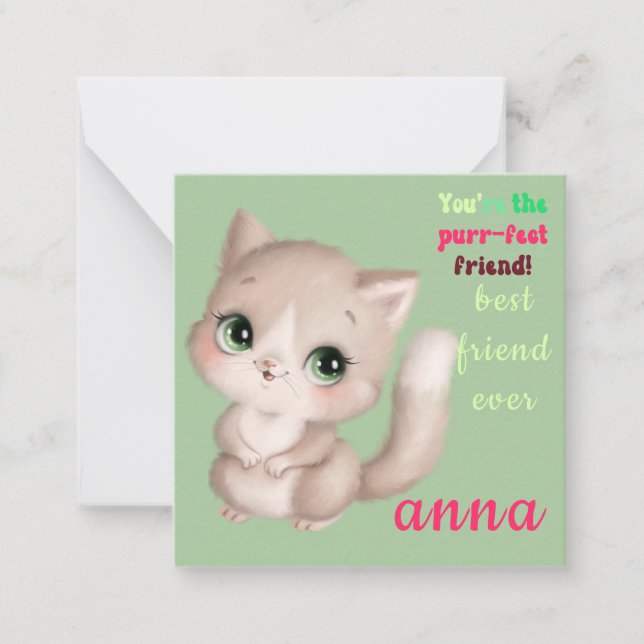 cut cat  valentine's day  note card (Front)