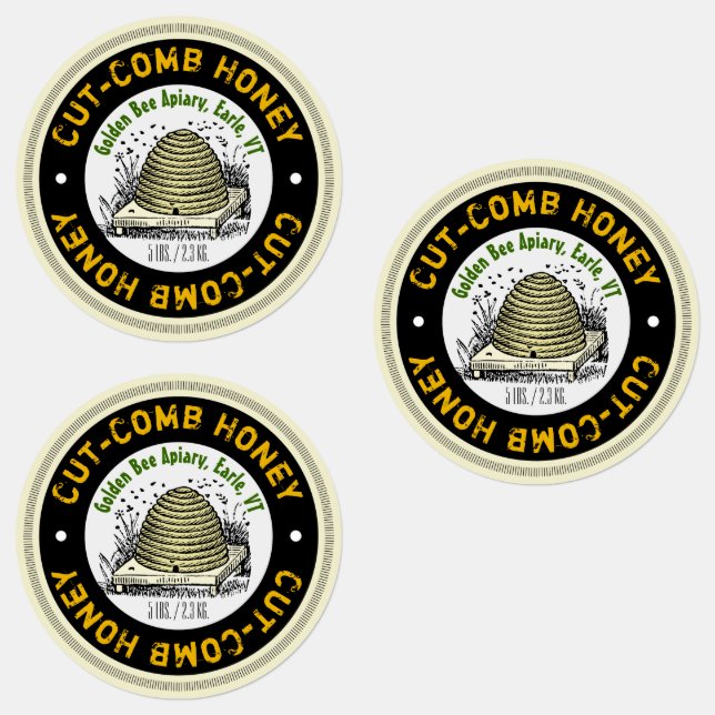 Cut Comb Honey Container Product Label Set (Group)