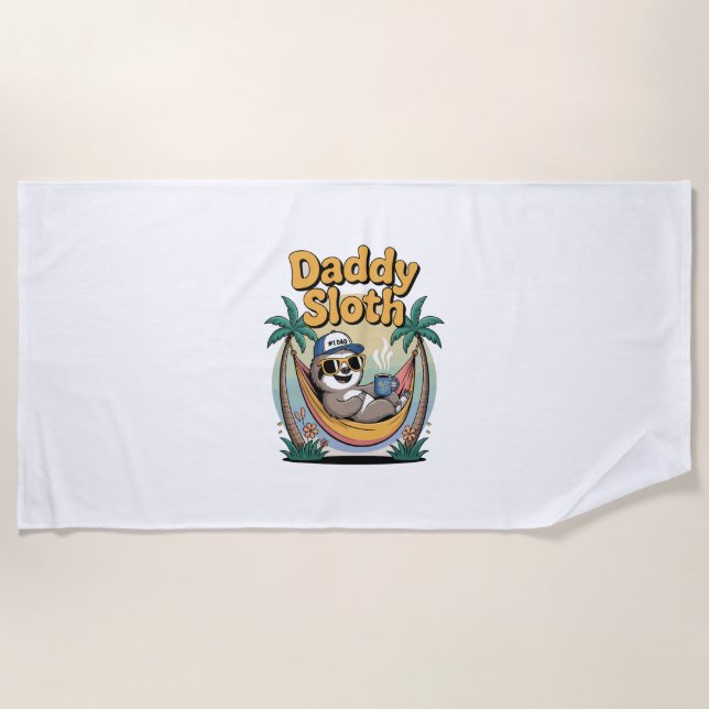 Cut Daddy Sloth Father Beach Towel (Front)