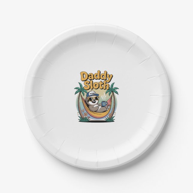 Cut Daddy Sloth Father Paper Plate (Front)
