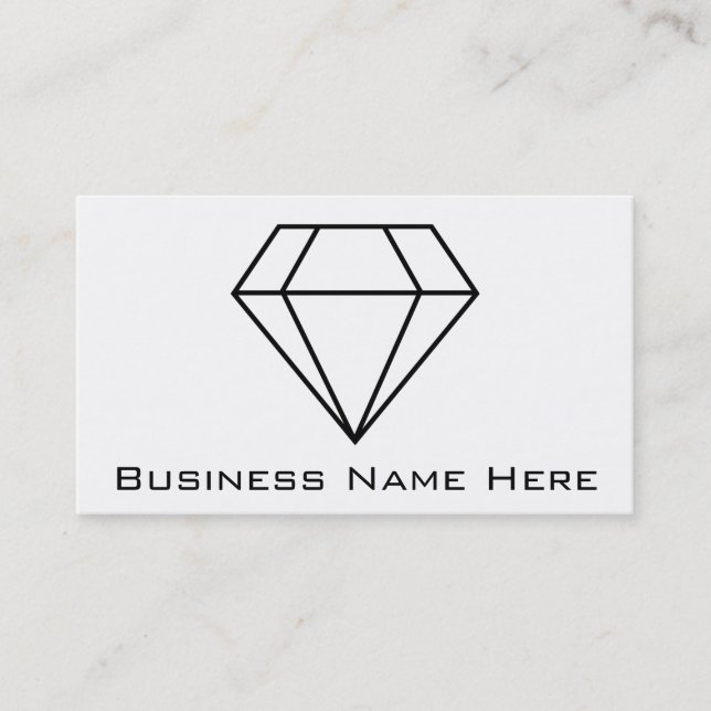 Cut Diamond Line Art, Modern Gemstone Business Card (Front)