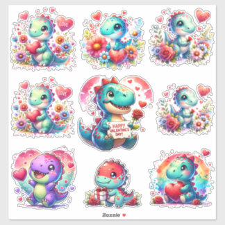 Cut Dinosaurs Valentine Custom-Cut Vinyl Sticker