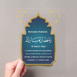 Cut Eid Mubarak Acrylic Invitations