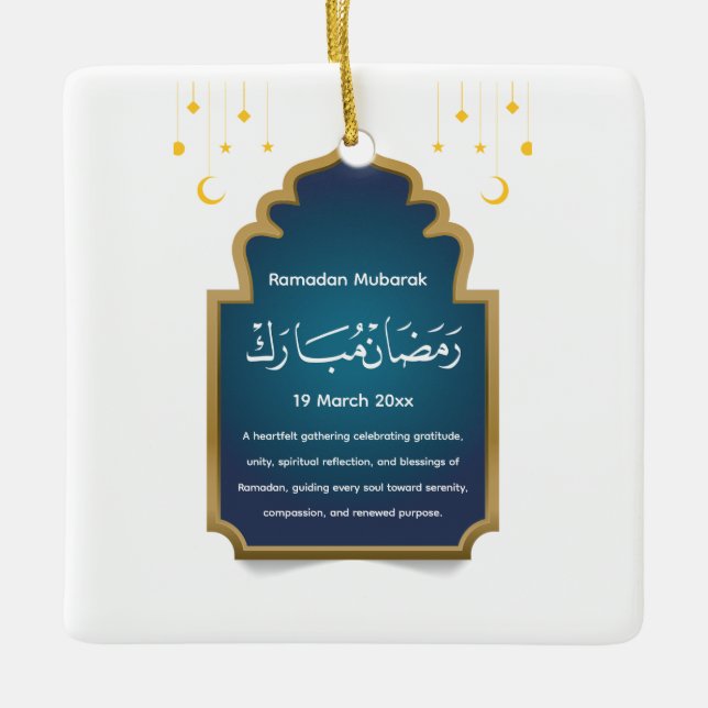 Cut Eid Mubarak Card  Ceramic Ornament (Front)