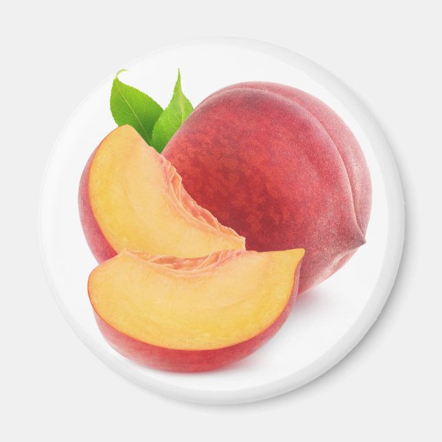 Cut fresh peaches magnet (Front)