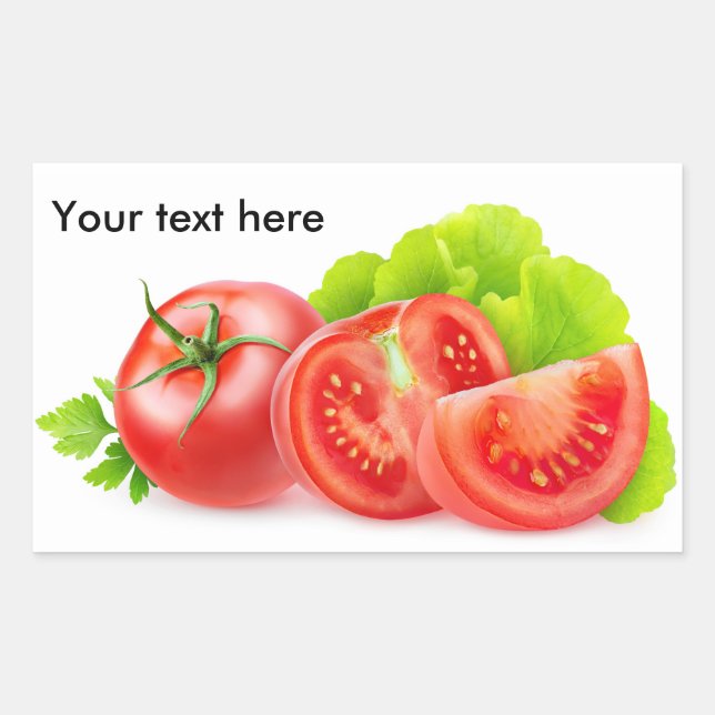 Cut fresh tomatoes rectangular sticker (Front)