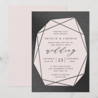 Cut Gemstone Blush Pink & Black Foil Wedding
