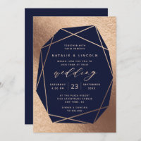 Cut Gemstone Navy Blue & Copper Foil Wedding