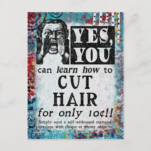 Cut Hair - Funny Vintage Ad Postcard (Front)