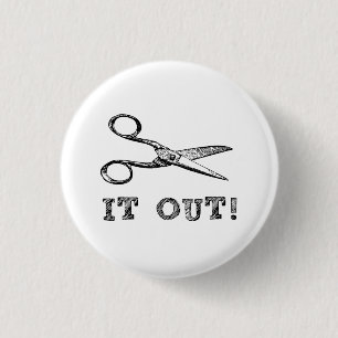 Cut It Out Scissors 3 Cm Round Badge