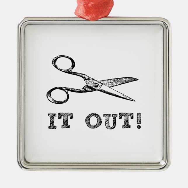 Cut It Out Scissors Metal Tree Decoration (Front)