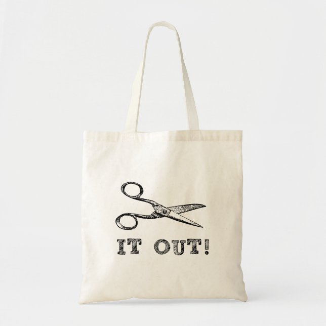 Cut It Out Scissors Tote Bag (Front)
