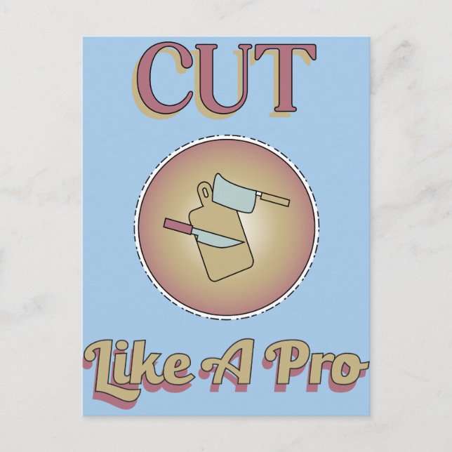 Cut Like A Pro Cooking Theme Postcard (Front)