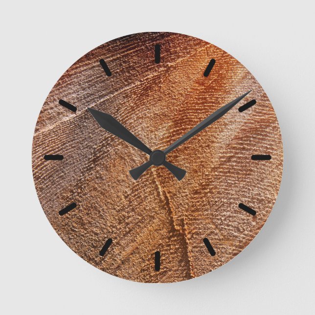 Cut Log Wood Grain Round Clock (Front)