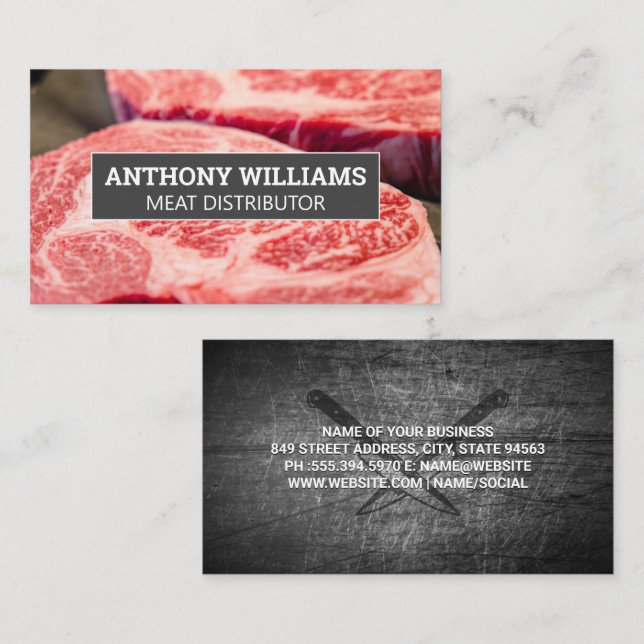 Cut Marbled Steaks Business Card (Front/Back)