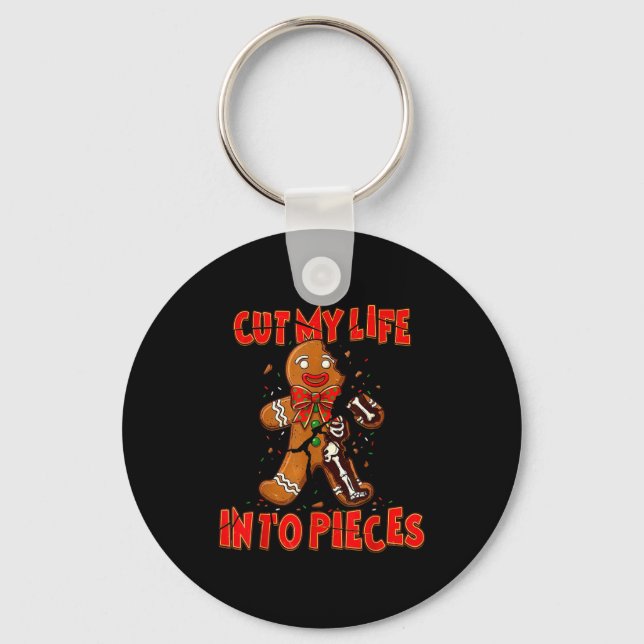 Cut My Life Into Eces Gingerbread Christmas Elder  Key Ring (Front)