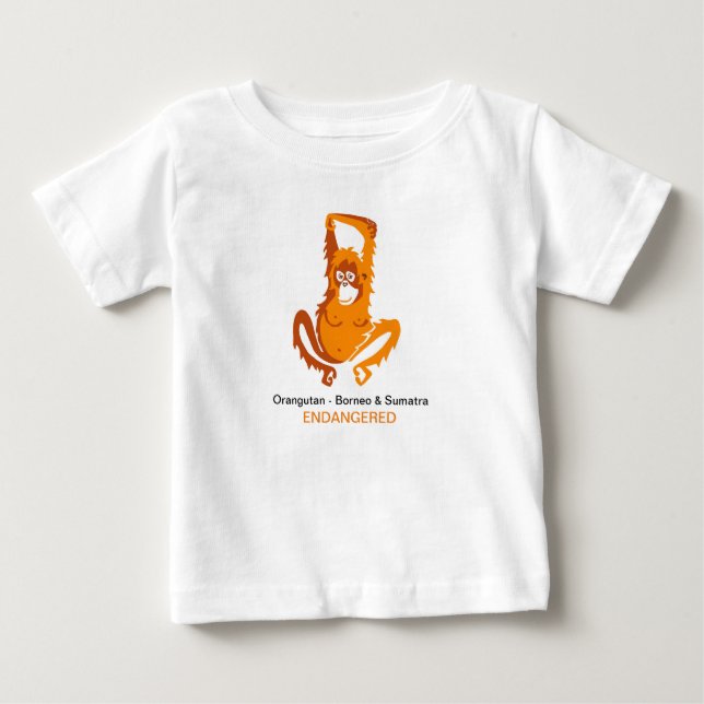 Cut -ORANGUTAN- Endangered animal graphic Baby T-Shirt (Front)