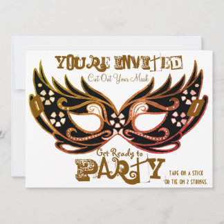 "Cut Out Mask" Masquerade Party Invitations