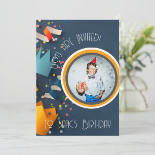 Cut Paper Crown Happy Birthday Name Photo Invite