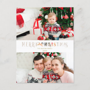 Cut Paper Effect Christmas Custom Photo Script Holiday Postcard
