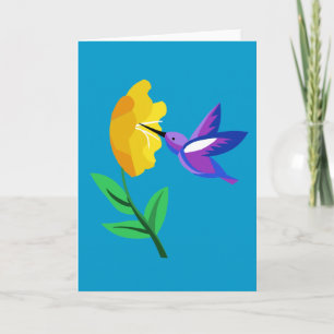 Cut Paper Hummingbird & Flower Card