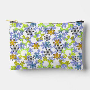 Cut paper snowflakes multicolored on white accessory pouch