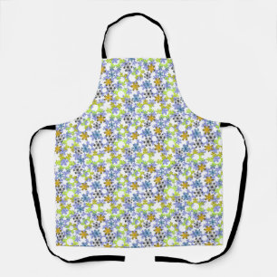 Cut paper snowflakes multicolored on white apron