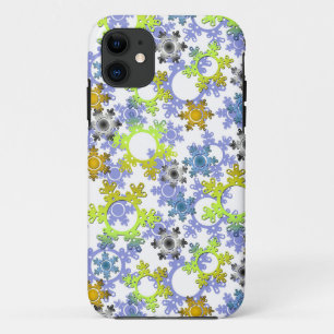Cut paper snowflakes multicolored on white  iPhone 11 case